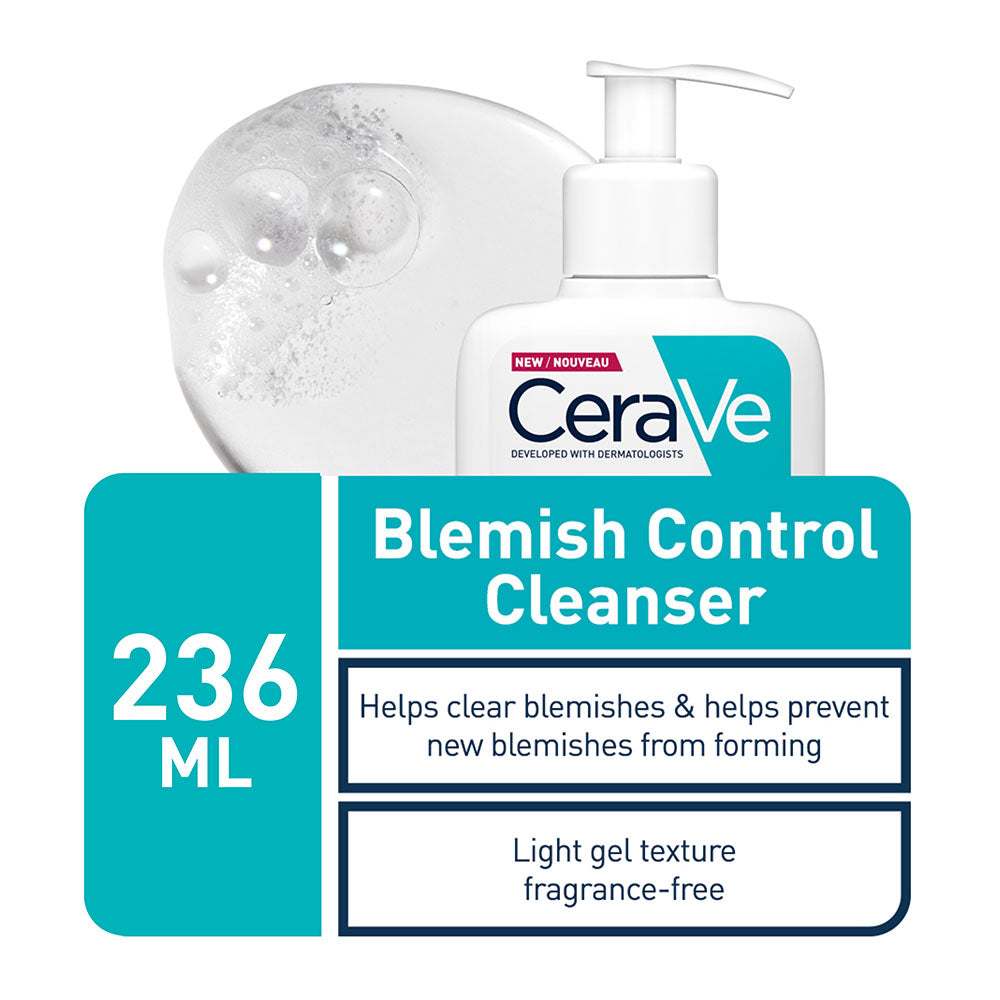 CeraVe Blemish Control Cleanser Face Wash For Acne & Blemish Prone Skin with 2% Salicylic Acid, Niacinamide and Ceramides 236ml