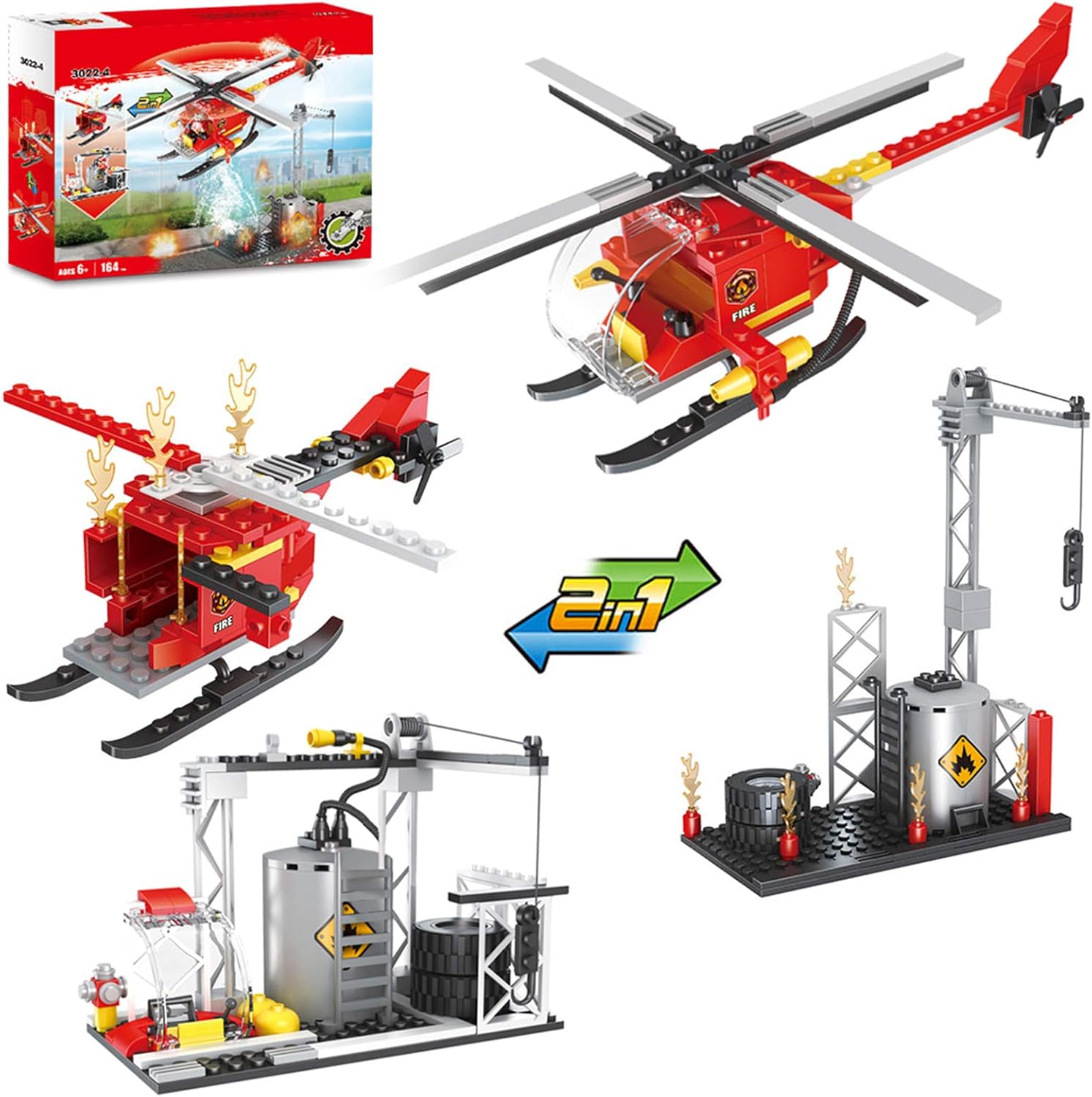 Fire Truck and Helicopter Set Blocks Lebanon