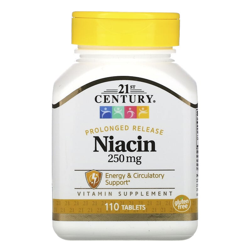 21st Century, Niacin, Prolonged Release, 250 mg, 110 Tablets - Medaid International