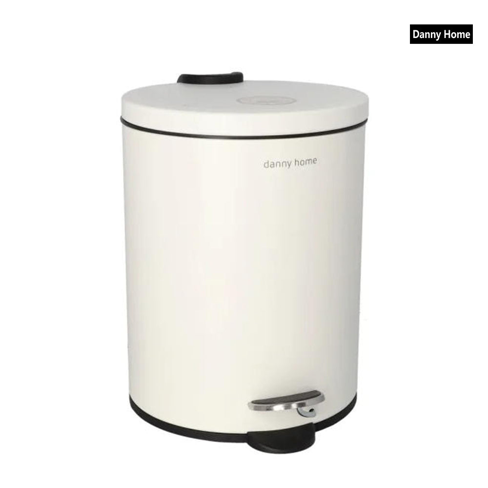 Danny Home 5L Carbon Steel Pedal Trash Can – Matte White