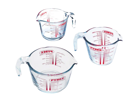 Pyrex Set of 3 measuring jugs (0.25L,0.5L,1L)