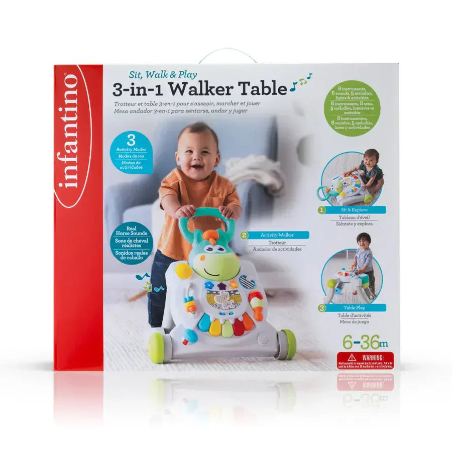 Infantino 3 In 1 Sit,Walk & Play Activity Table Walker