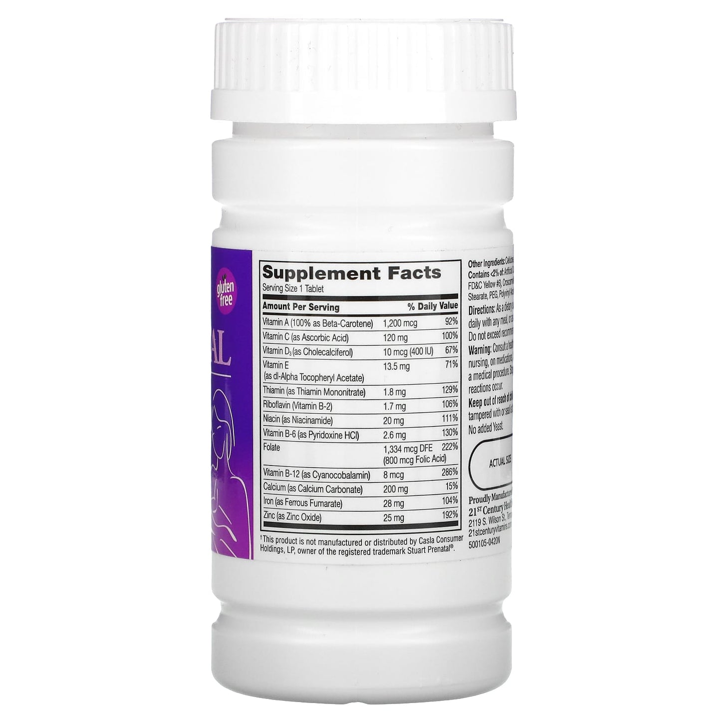 21st Century, PreNatal with Folic Acid, 60 Tablets - Medaid International