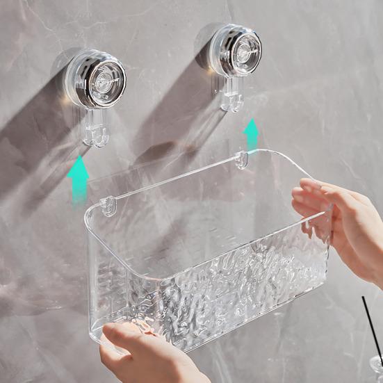 Transparent Suction Cup Wall Mounted Storage Rack