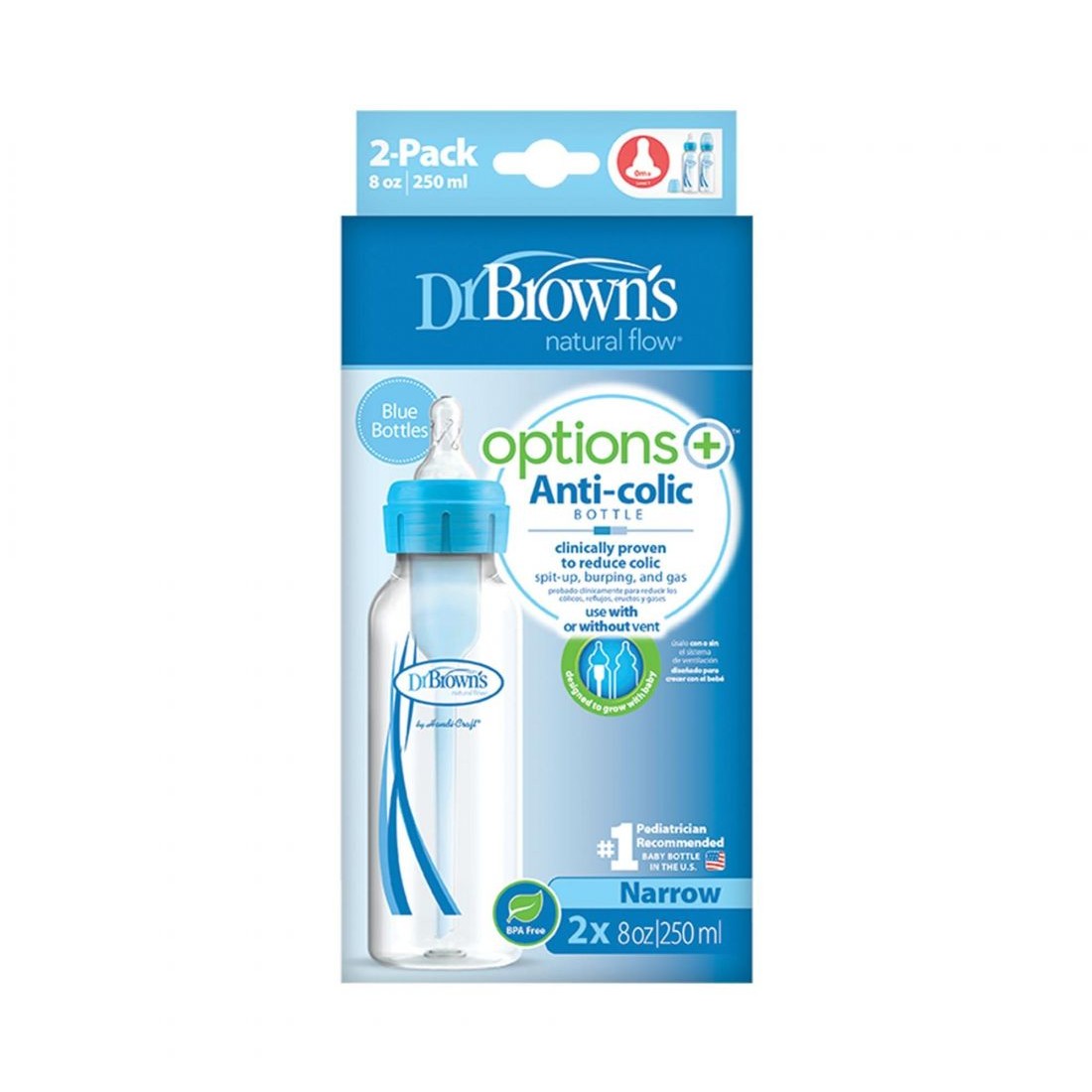 Dr. Brown's 250 Ml Option+2 Blue Baby Bottle
