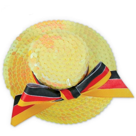 SD Yellow German Flag Sequin Top Hat Hair Clip | SD In Lebanon