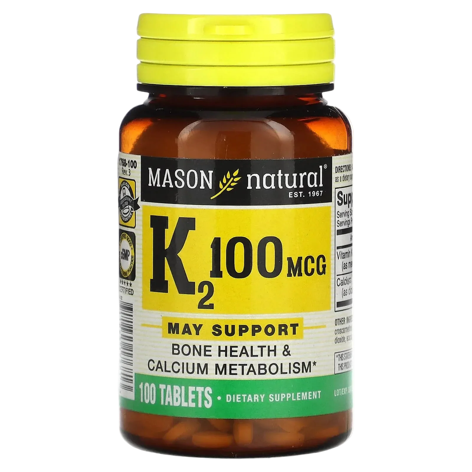 Mason Natural Vitamin K2 100 mcg 100 Tablets