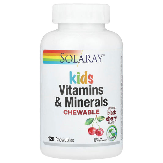 Solaray, Kids Vitamins & Minerals Chewable, Natural Black Cherry, 120 Chewables - Medaid International