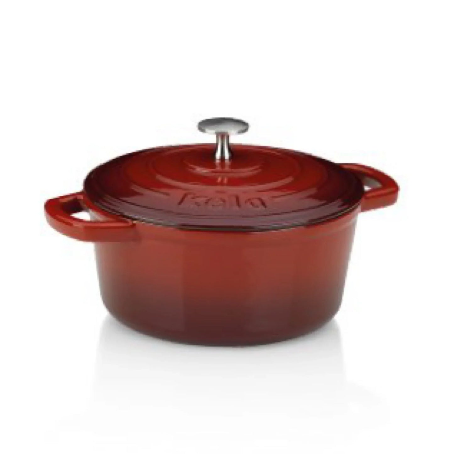 Kela Roasting Round Tray Cast Iron Red 2.5L