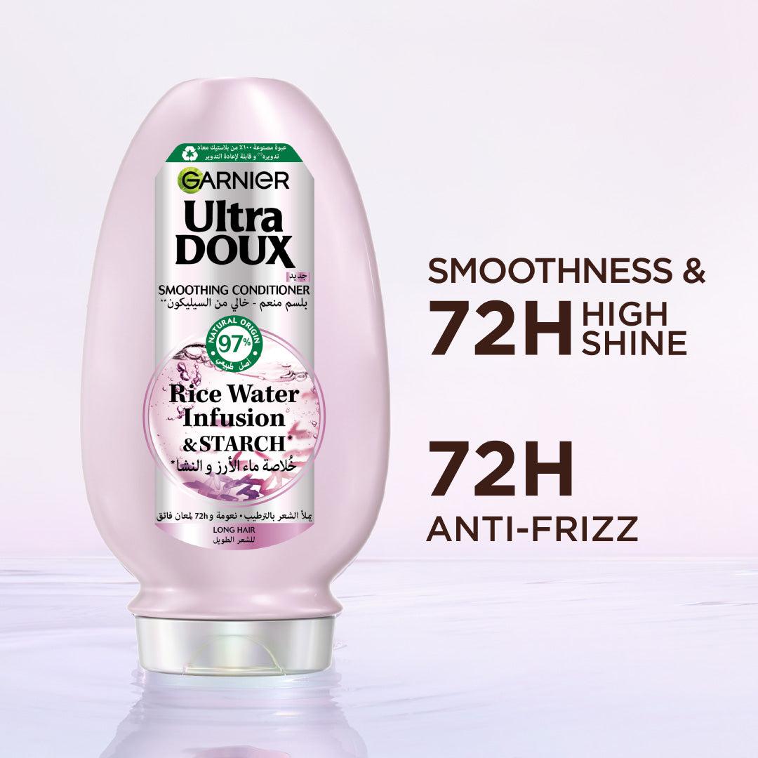 Garnier Ultra Doux Rice Water Infusion & Starch Conditioner For Long Hair, Smooth And Shine 200ml