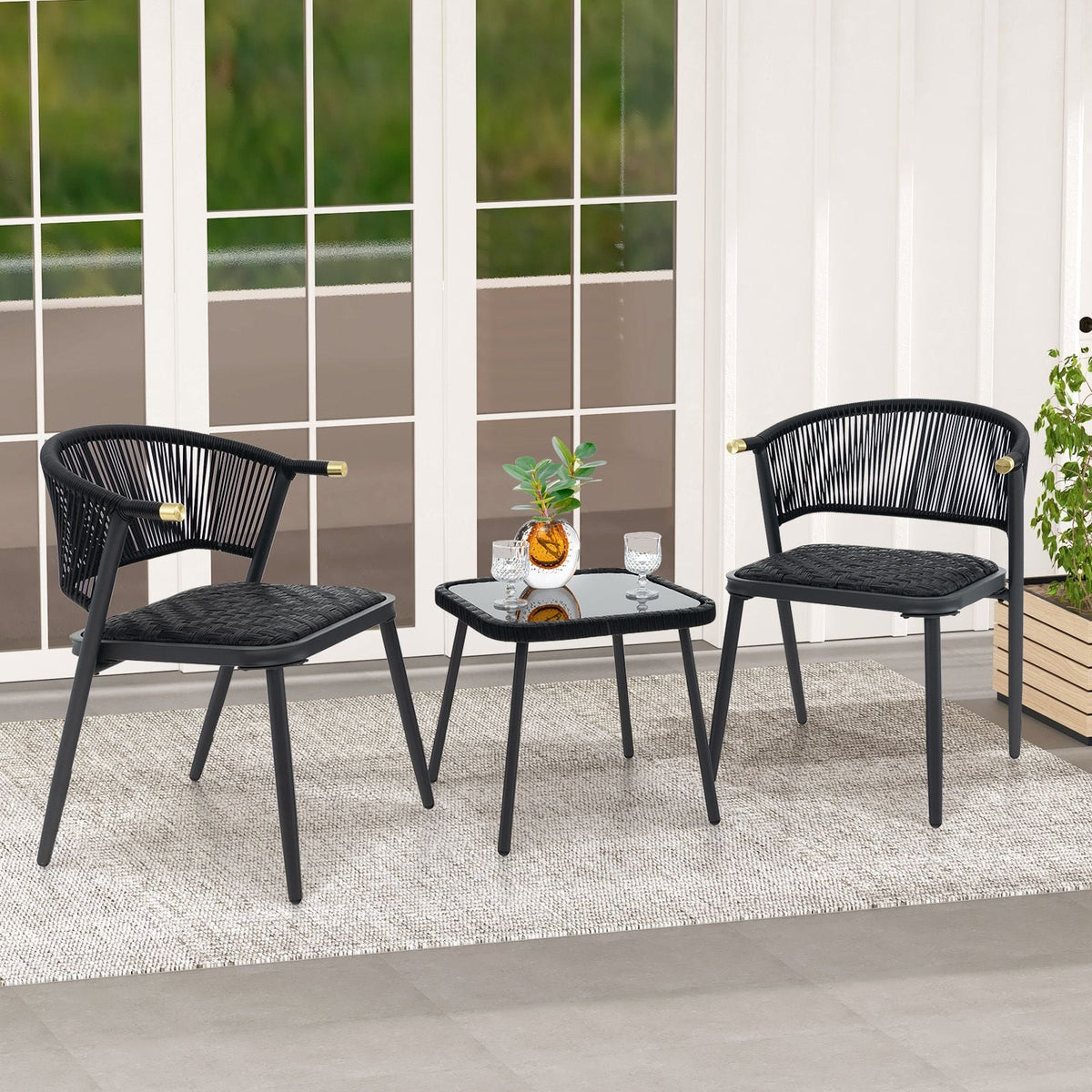 Costway 3 Piece Outdoor Wicker Furniture Set