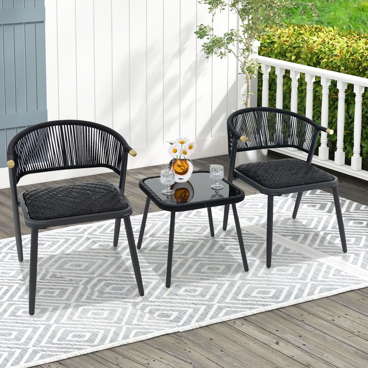 Costway 3 Piece Outdoor Wicker Furniture Set