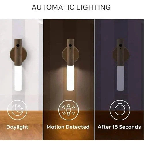 Motion Sensor Wooden Wall Lamp