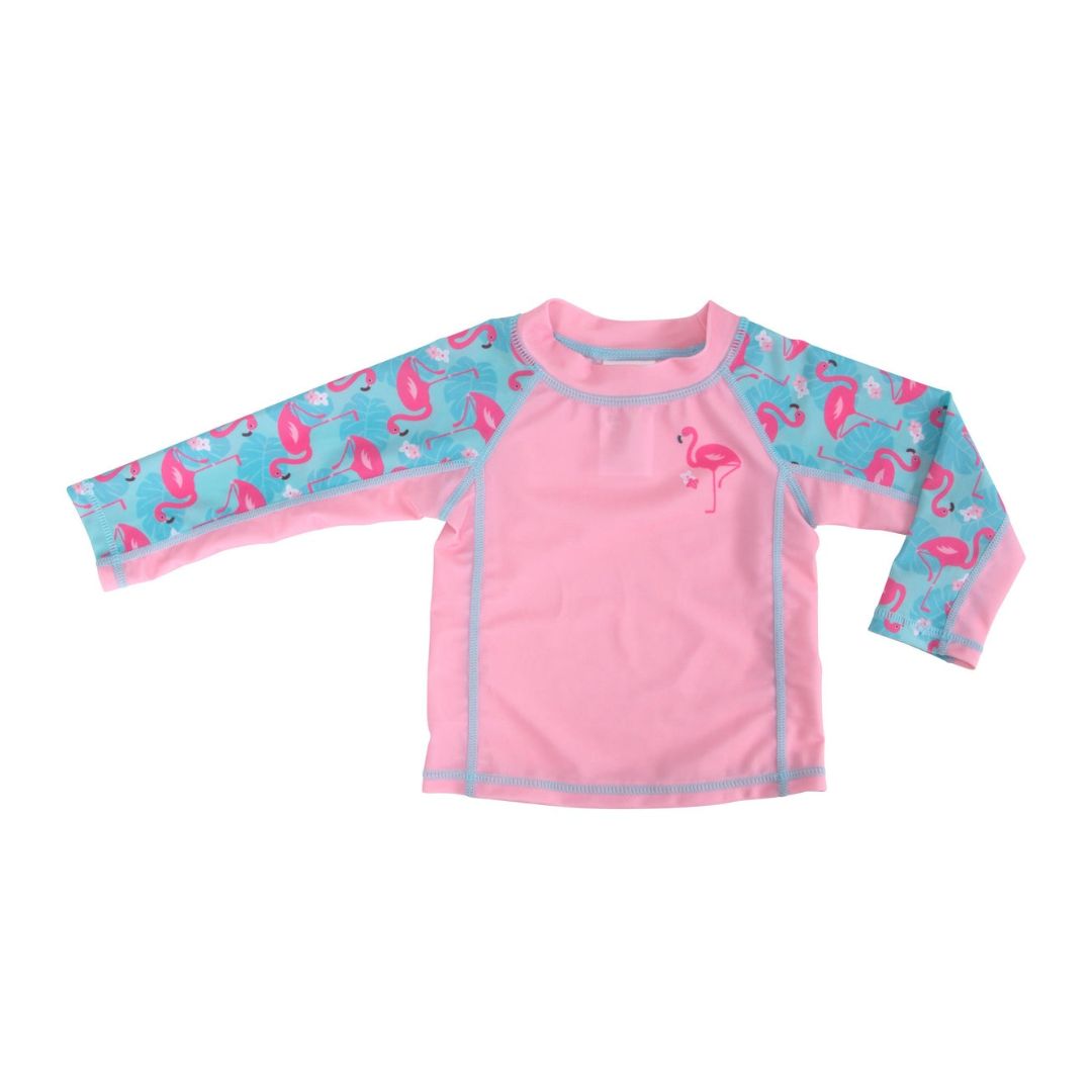 Zoocchini - Baby Rash Guard Long Sleeved Swim Top - Flamingo