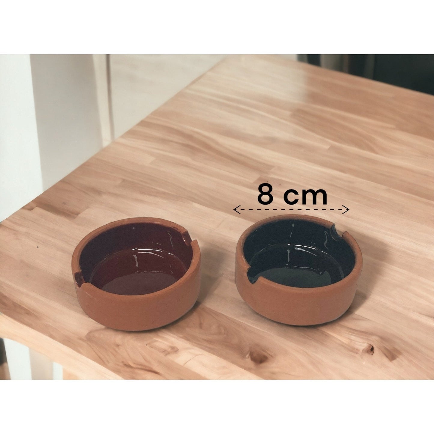 Natural Terracotta Ashtray 8 cm with Colored Glazing