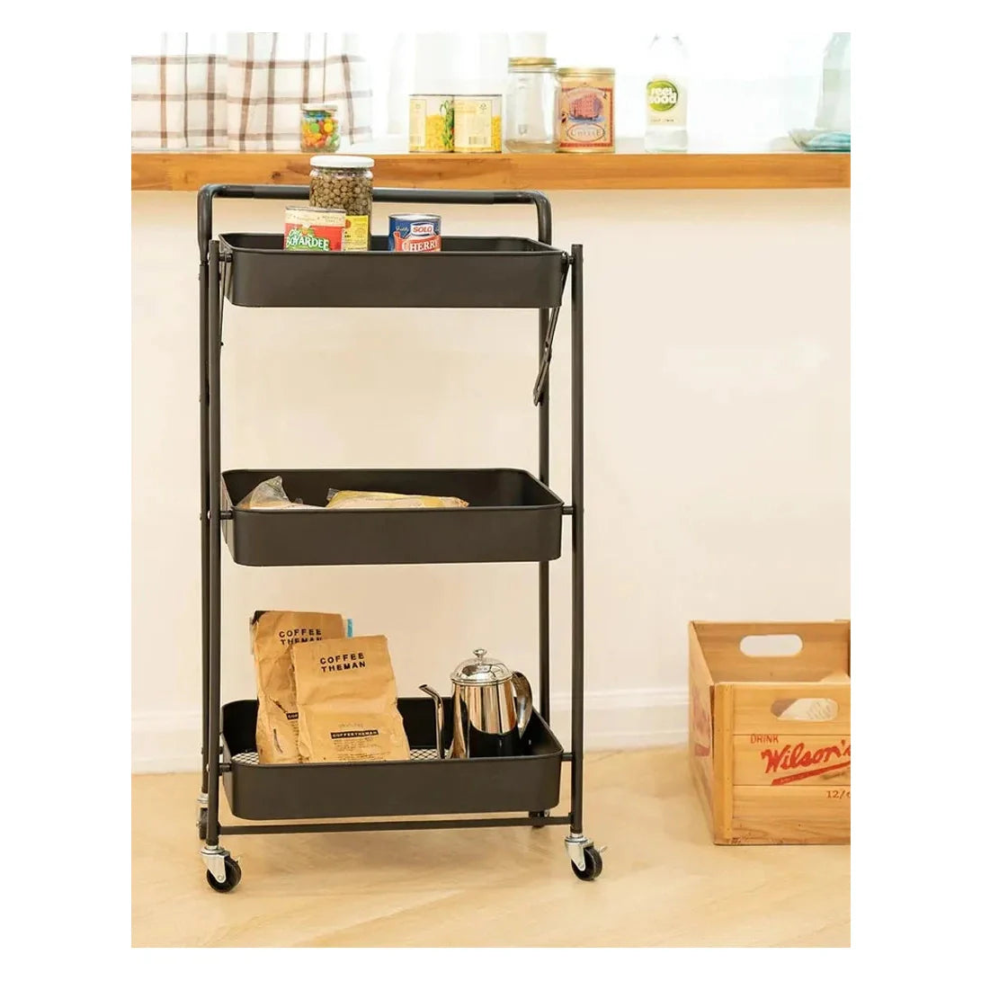 3-Layer Wheeled Carbon Steel Trolley
