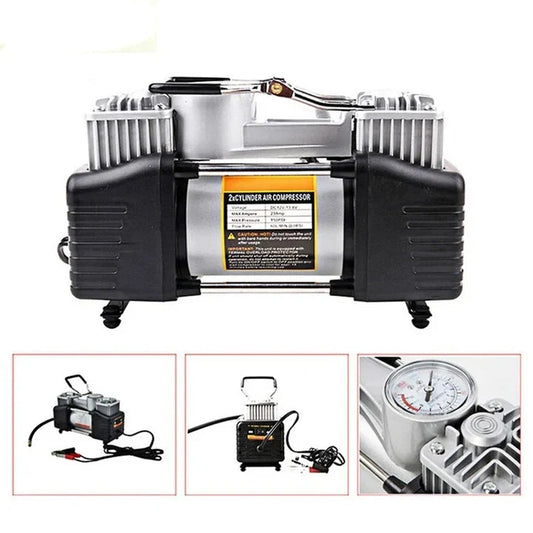 Portable Air Compressor Pump Tire Inflator with Digital Gauge, Heavy Duty Double Cylinder 12V Tire Pump 150 PSI with Tire Repair Kit MK-718