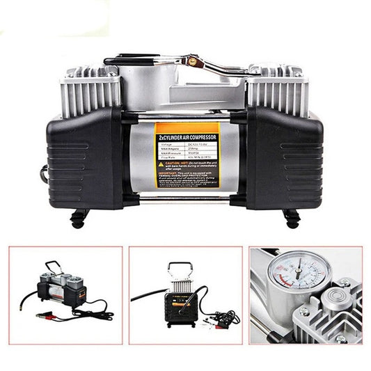 Portable Air Compressor Pump Tire Inflator with Digital Gauge, Heavy Duty Double Cylinder 12V Tire Pump 150 PSI with Tire Repair Kit