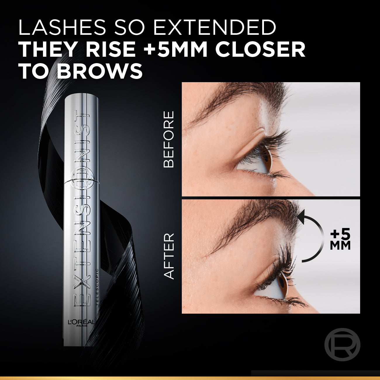 L’Oréal Paris Telescopic Extensionist Mascara for 24H Long-Lasting Curl, Volume, and Exceptional Eyelashes
