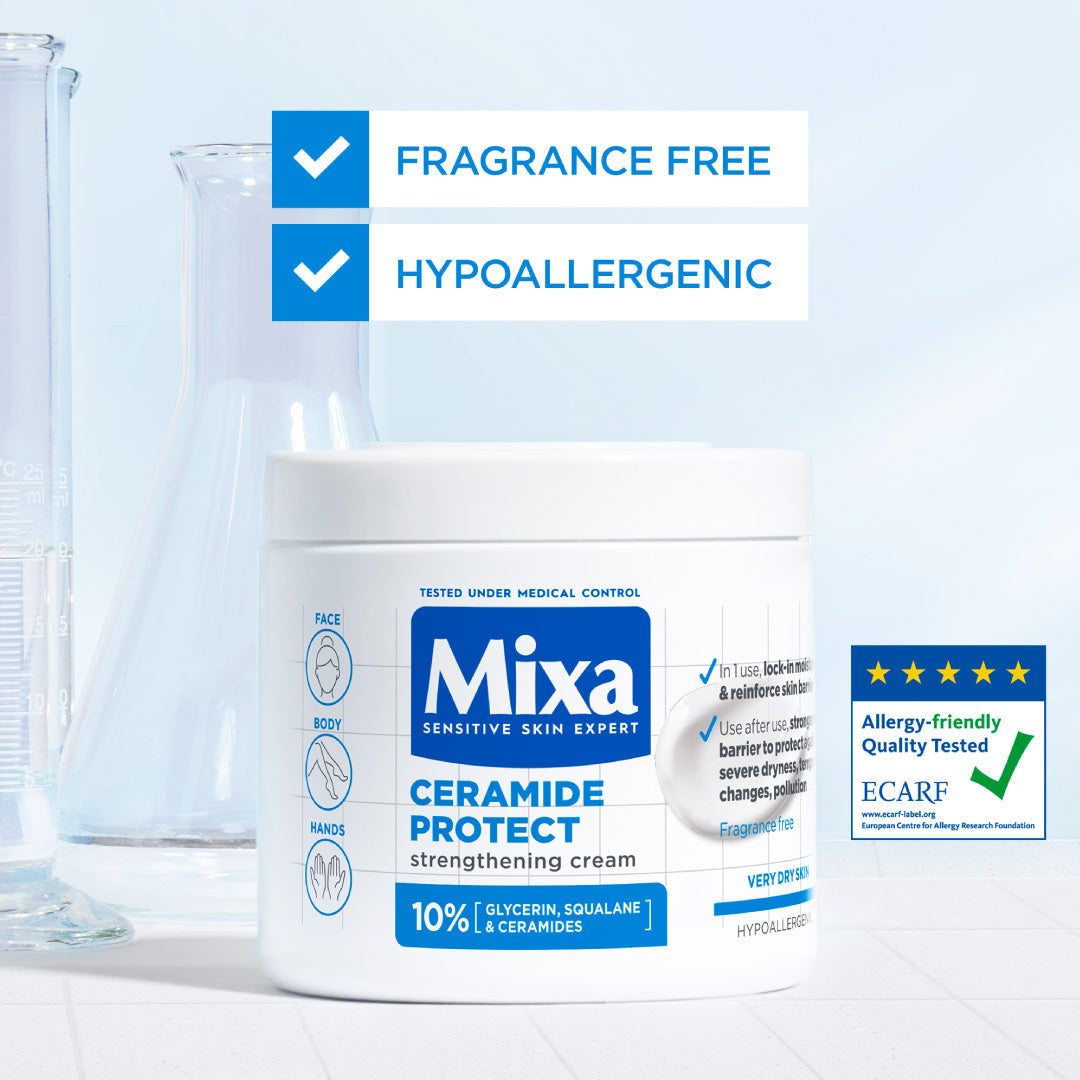 Mixa Ceramide Protect Cream Jar - For Dry, Very Dry and Sensitive Skin - For Face, Hands & Body - 400 ml