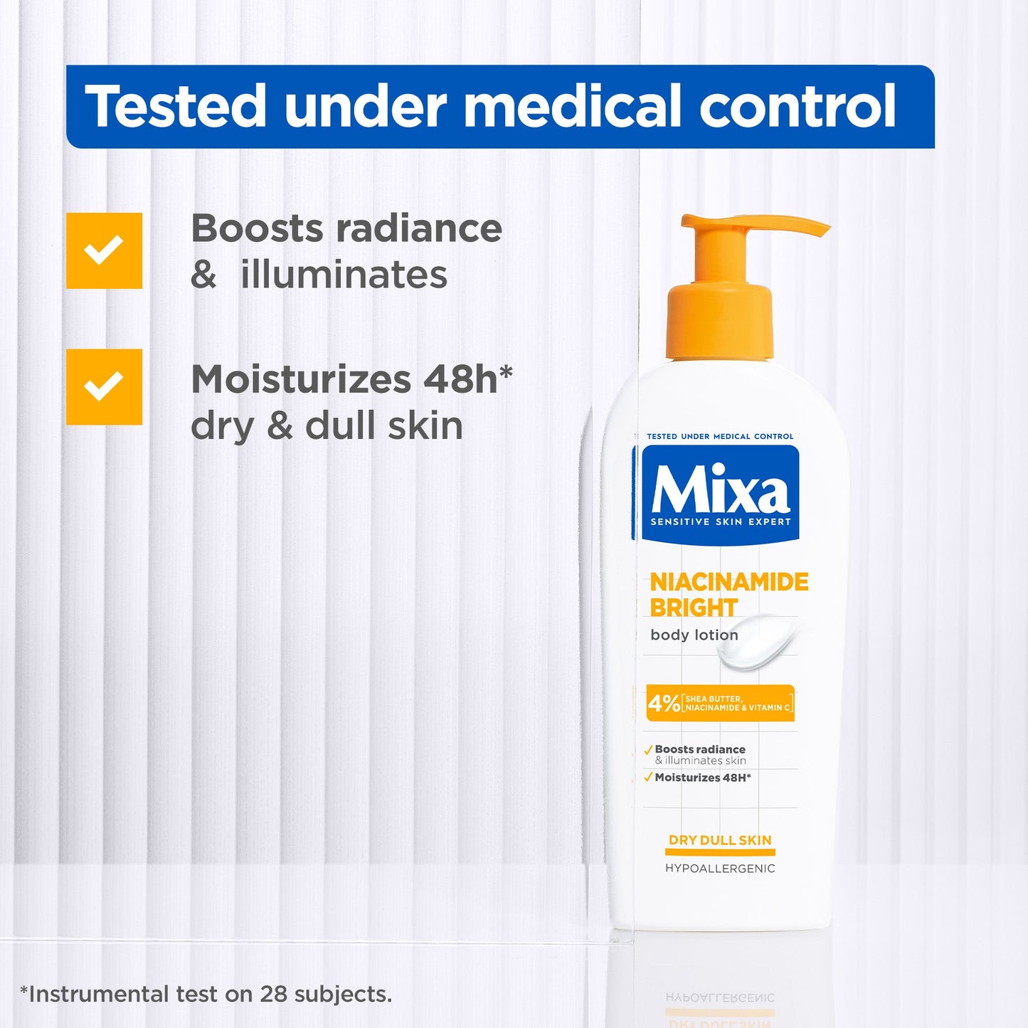 Mixa Niacinamide Bright Body Lotion For Dry & Dull Skin in Need of Unifying With Shea Butter, Niacinamide & Vitamin C