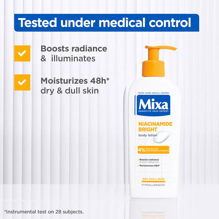 Mixa Niacinamide Bright Body Lotion For Dry & Dull Skin in Need of Unifying With Shea Butter, Niacinamide & Vitamin C 250ml