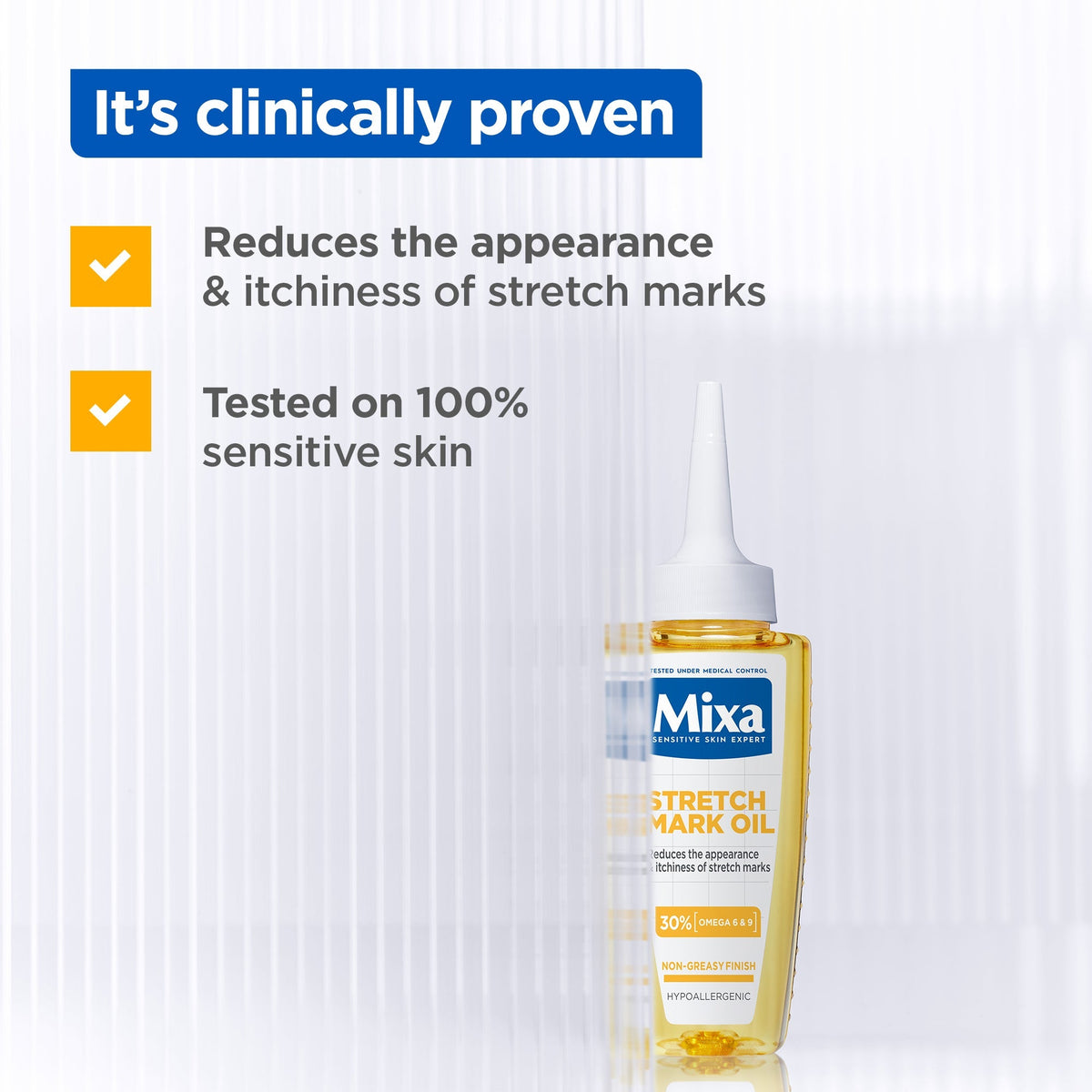 Mixa Anti Stretch Mark Oil - For Skin with Stretch Marks - With Omega 6 & 9 - 100 ml
