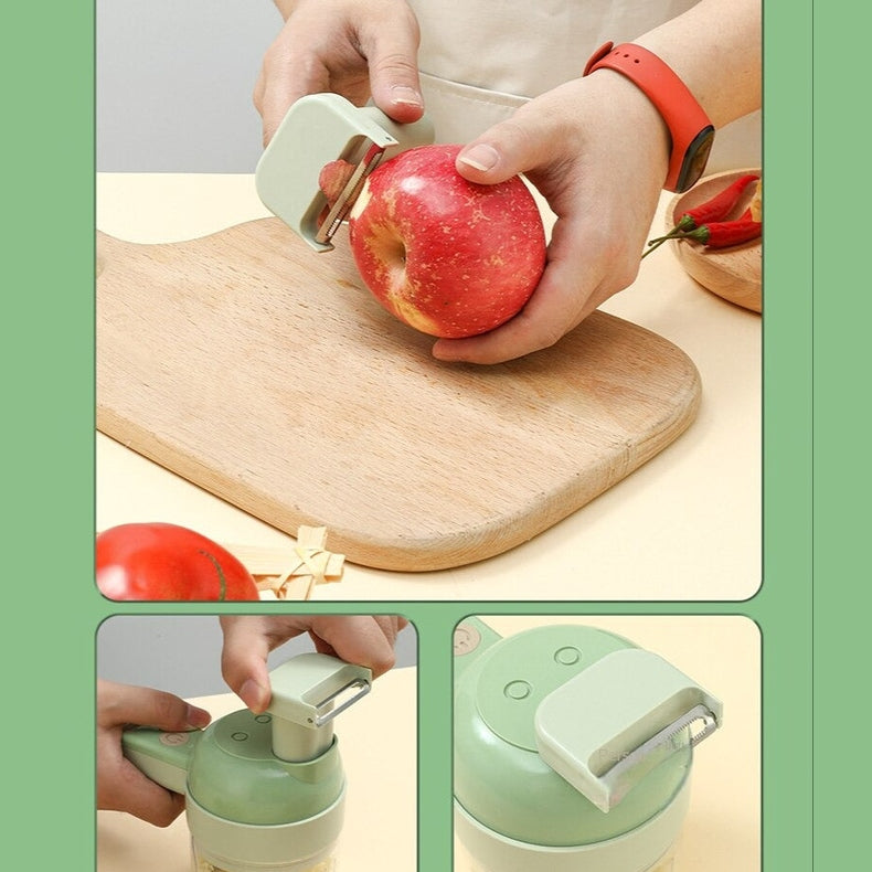 4 in 1 Rechargeable Electric Kitchen Chopper Garlic Masher Meat Grinder Mini Food Garlic Vegetable Crusher Slicer Rechargeable Food Processor