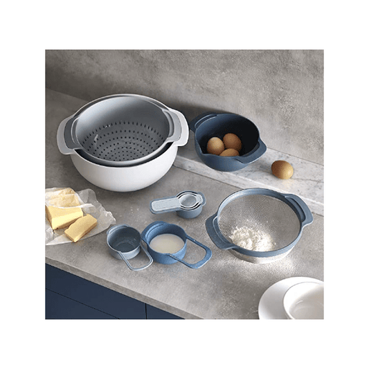 Joseph Joseph 9 Nesting Set with Mixing Bowls Measuring Cups Sieve Colander - Medaid International