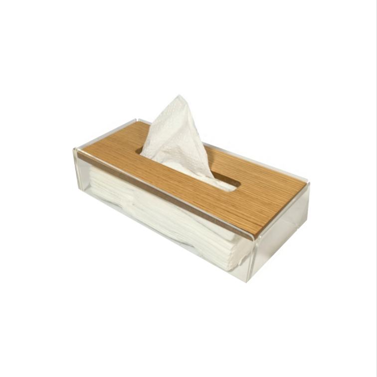 Wooden Plexi Tissue Box – Natural – 26x12x7cm – Flow Collection