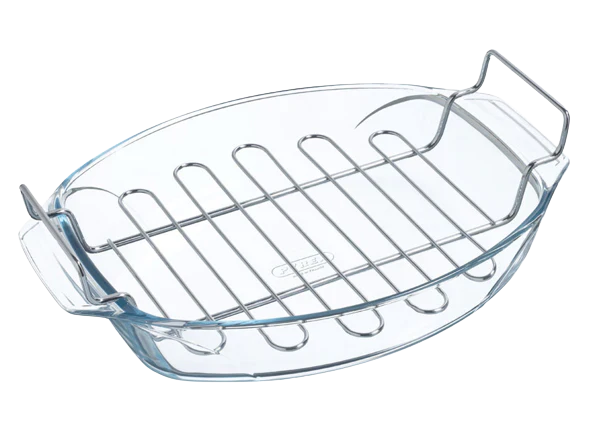 pyrex oval roaster 39x27 cm + baking rack - Irresistible