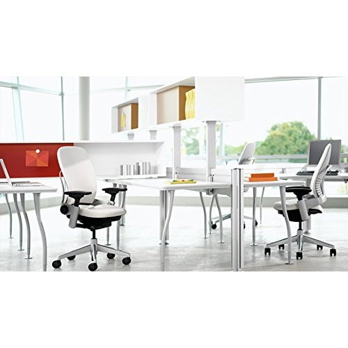 Steelcase Leap Plus Desk Chair in Buzz2 Black Fabric - 500 lb Weight Capacity - Highly Adjustable Arms - Platinum Frame and Base - Standard Carpet Casters - Medaid International
