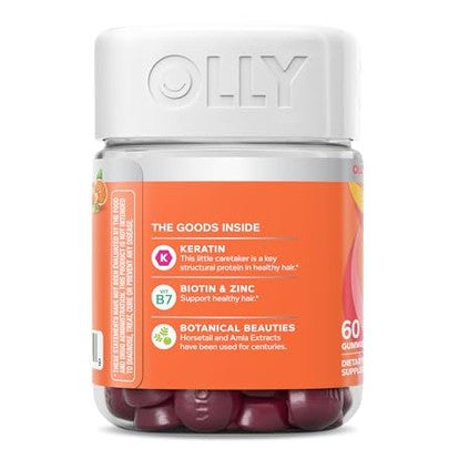 OLLY Heavenly Hair Gummy, Supports Healthy Hair, Keratin, Biotin, AMLA, Chewable Supplement, 30 Day Supply - 60 Count - Medaid International