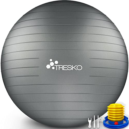 TRESKO - BPA Free Gym Ball with Air Pump | Anti-Burst, 300 kg Capacity, Ideal for Fitness & Yoga