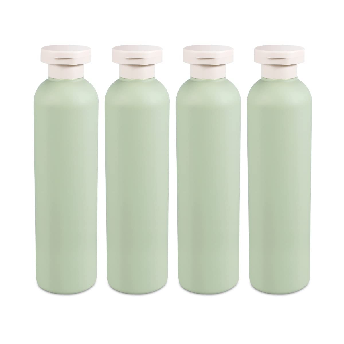 TERRIFI Green Plastic Empty Squeeze Bottles, Refillable Plastic Leak-Proof Travel Bottles for Creams, Lotion, Shampoo, Conditioner (4 Pcs)