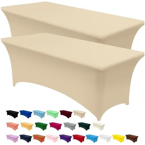 Utopia Kitchen Spandex Tablecloth 2 Pack [6FT, Black] Tight, Fitted, Washable and Wrinkle Resistant Stretch Rectangular Patio Table Cover for Event, Wedding, Banquet & Parties [72Lx30Wx30H Inch] - Medaid International