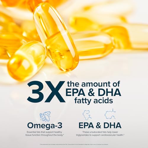 Nature's Lab Triple Strength Omega-3 Fish Oil with EPA & DHA - Supports Healthy Brain Function, Cognitive Health & Circulation - 180 Softgels (3 Month Supply) - Medaid International
