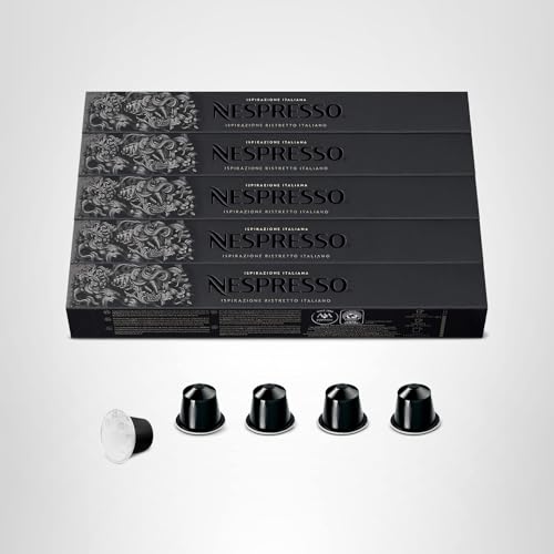 Nespresso Capsules Original, Ristretto Italiano, Dark Roast Espresso Coffee, 50-Count Espresso Pods