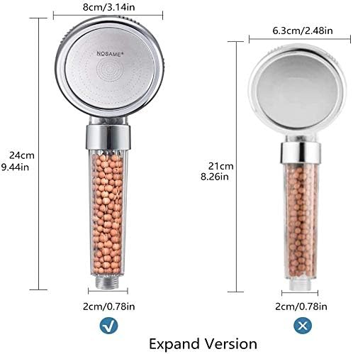 Filtered Hand Held Shower Head Ionic Head Help Reduces hair loss Rainfall Spa Water Saving, Purifies Water, Remove Chlorine (Transparent) فلتر دش موفر للمياه ينقي المياه ويزيل الكلور - Medaid International
