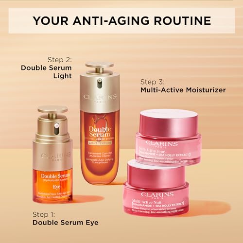 Clarins DOUBLE SERUM LIGHT TEXTURE | Anti Aging Serum | Visibly Firms, Smoothes, Boosts Radiance and Refines Pores | 24H Hydration | Great for Combination to Oily Skin and Humid Climates, 1.7 Fl oz - Medaid International