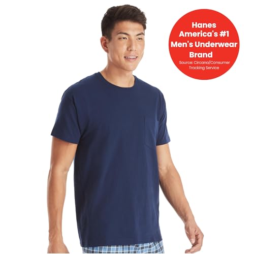 Hanes Men's Pocket T-Shirt Pack, Cotton Crewneck Pocket Tees Assorted - 6 Pack , Moisture-Wicking T-Shirt - Medaid International