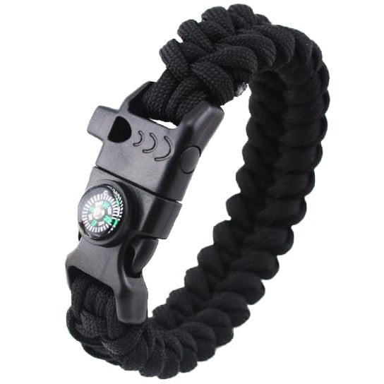 Toguma 5 in 1 Survival Paracord Bracelet with Waterproof Compass, Emergency Tactical Paracord Camping Bracelet for Camping Hiking Fishing (Black)