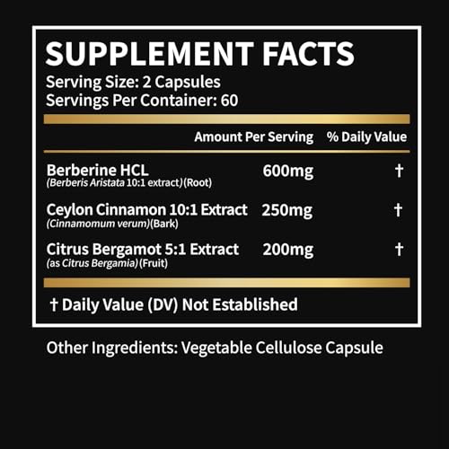 Premium Berberine Supplement Supports AMPK Metabolic, Liposomal Berberine with Ceylon Cinnamon - Classic 600mg Formula for Healthy Metabolism & Weigh*t - 3X Absorption - Vegan, Non-GMO, 120 Count - Medaid International