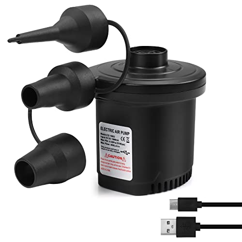 Czemo - Portable Electric Air Pump with USB Charging, 3 Nozzles, Quick Inflation