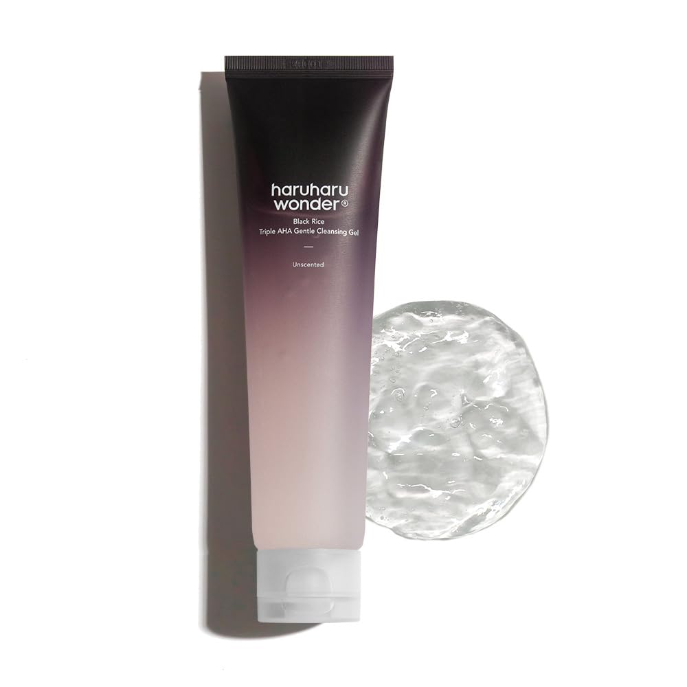 HARUHARU wonder Black Rice Triple AHA Gentle Cleansing Gel, Hydrating Cleansing gel, Gentle exfoliating, Vegan, Travel essentials, Korean Skincare, 3.38 fl oz - Medaid International