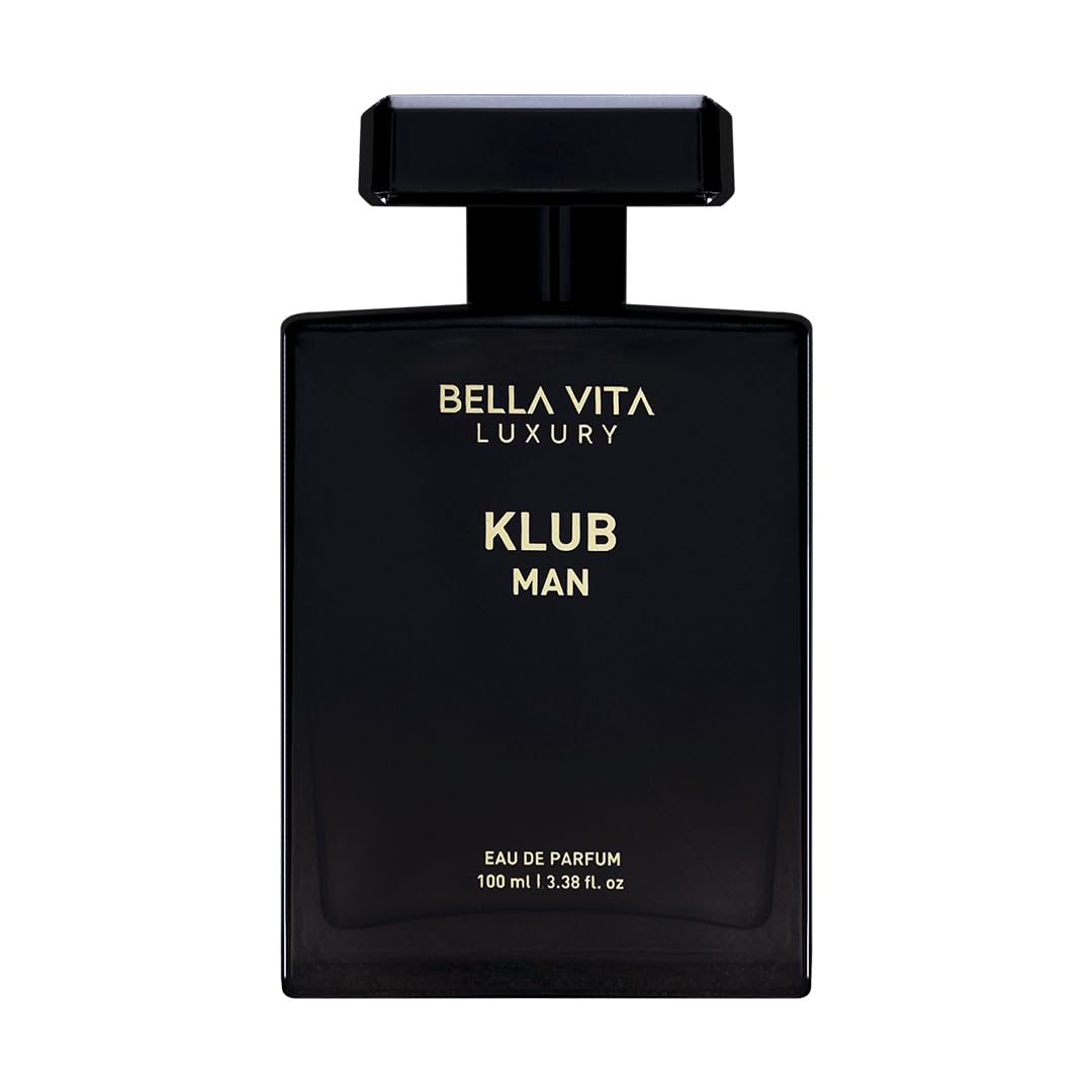 BellaVita Luxury KLUB Men's Eau De Parfum (100ml) | Intense, Masculine Party Perfume for Men | Notes: Lemon, Jasmine, Rose, Musk, Amber and Patchouli | Made with Premium Long-Lasting Perfume Oils - Medaid International