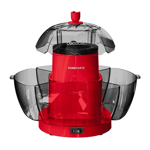 Cecotec - Fun&Taste P'Corn Lotus 1200W Popcorn Maker, 4 Removable Containers, Ready in 2 Mins