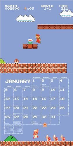 Super Mario Bros. 8-Bit Retro 2025 Wall Calendar with Bonus Diecut Notecards - Medaid International