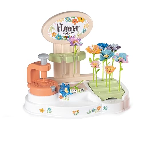 Smoby - Flower Market DIY 100 Piece Set for Kids, Build Fabric Bouquets, Arts & Crafts