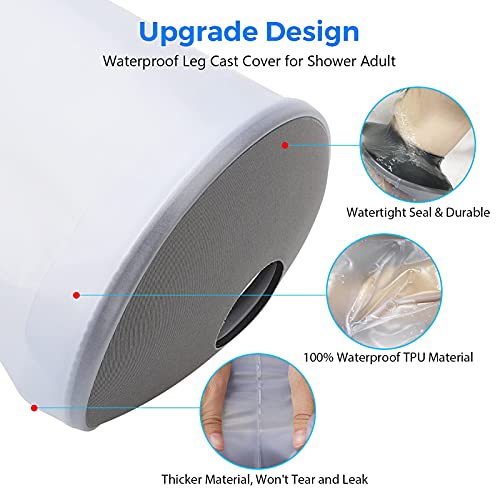 Divvsck - Waterproof Leg Cast Cover for Shower, Reusable, Watertight Seal, Keeps Wounds Dry